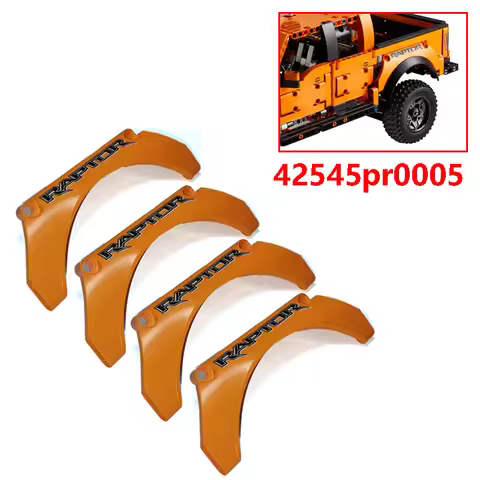 4PCS MOC Technical PART Panel Car Mudguard Arched 13x2x5 with Black 'RAPTOR' print 42545pr0005 Fit F