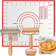 3pcs Set Alat Pizza, Termasuk Pizza Docker, Penggulung Doh Pizza dan Tikar Pembakar Silikon, Tikar P
