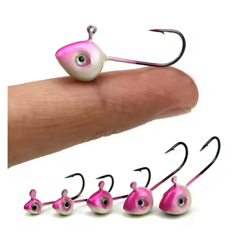WEIHE 10pcs 1g/2g/3g/4g/5g/0.5g Carbon Steel Small Fish-shaped Jig Heads Fishing Hooks