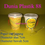 isi 50SET PAKET JASUKE gelas kertas paper cup 65oz + TUTUP + SENDOK jagung susu keju pop sweet corn popcorn