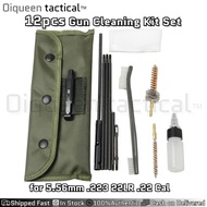 Oiqueen 12pcs Pis-tol Brushes Cleaner Ri-fle G-un Cleaning Kit Set for 5.56mm .223 22LR .22 Cal Outd