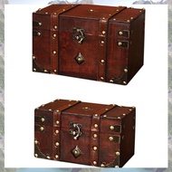 Retro Treasure Chest Vintage Wooden Storage Box Antique Style Jewelry Organizer for Jewelry Box Trin