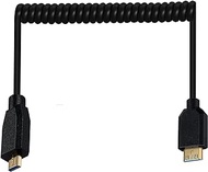 Ultra Thin HDMI Coiled High Speed Cable, Disscool Micro HDMI Male Type D to Mini HDMI Male Type C Connector Adapter Flexible Spring Extension Cables, 2.1V 8K@60Hz 4K@120Hz for Camera/Monitor(M to M)