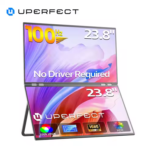 UPERFECT Delta Mega 23.8" 100Hz Dual Screen Stacked Computer Monitor With Speakers For Laptop Deskto