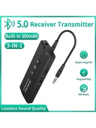 多功能 BT 5.0 無線適配器 USB 3.5MM AUX RCA 插孔低延遲環繞立體聲汽車電視個人電腦耳機音頻發射接收器