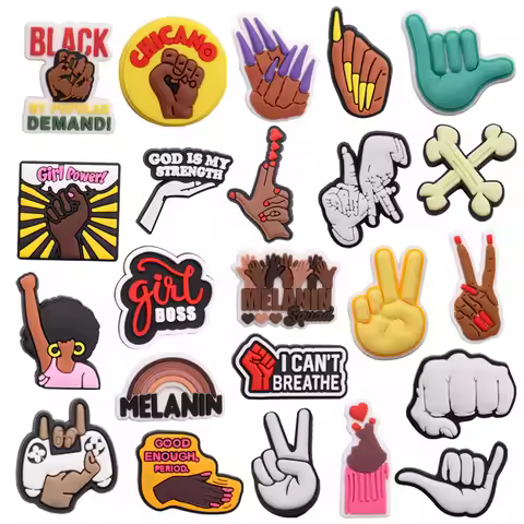 1pcs PVC Shoe Charms Black Lives Matter Girl Power Boss Melanin God Is My Strength Sandals Shoes Dec