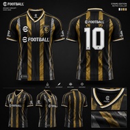 FOOTBALL Jersey Stripe Edition Retro Collar 2024-2025 Black Gold Number 10 | Vintage Retro V-Neck Pr