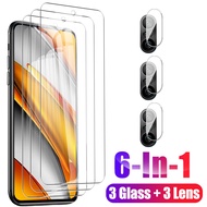 6-in-1 Screen Tempered Glass For Xiaomi Poco F3 F4 GT F5 Pro Mi Pocof3 Pocophone F1 + Camera Lens Protector protective tampered glas protection on xiomi pocofone f 1 poko f 3 pocof1 pocof 3 tempred temper glasd film