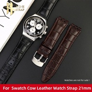 For Swatch IRONY Men's Cow Leather YVS423 420 Leather Watch with Accessories Breathable 21mm