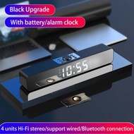 Soundbar Noise Cancelling Speaker Bluetooth-Compatible 5.0 Wireless Alarm Clock Soundbar LED Speaker