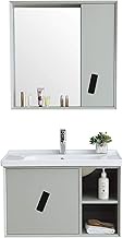 HDZWW Bathroom Sink Cabinet Simple Mirror Cabinet Bathroom Cabinet Combination Modern Solid Wood Bathroom Cabinet One Ceramic Wash Basin Vanity Washbasin Unit Cabinet (Color : Green, Size : 50x81x52cm