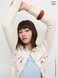 Pomelo. x Moomin เสื้อคาร์ดิแกนปักลาย / Pomelo. x Moomin Embroidered Cardigan - Off