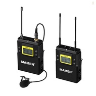 MAMEN WMIC-01 Professional UHF Dual-Channel Digital Wireless Microphone System One Transmitter One Receiver 50 Channels 60m Range Condenser Microphone for Camera Phone Video Sound