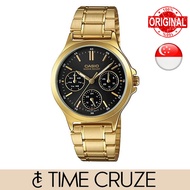 [Time Cruze] Casio LTP-V300 Chronograph Style Black Dial Gold Stainless Steel Women Watch LTP-V300G-