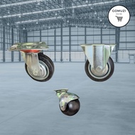 Caster Wheel 3" (75MM) HEAVY DUTY BLACK RUBBER SWIVEL/RIGID TROLLEY WHEEL RODA TROLLEY WHEEL