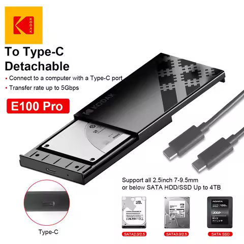 Kodak E100Pro 2.5inch Ssd/Hdd External Box-Usb 3.0 to Sata Iii Adapter/Supports Uasp/5Gbps Data Tran