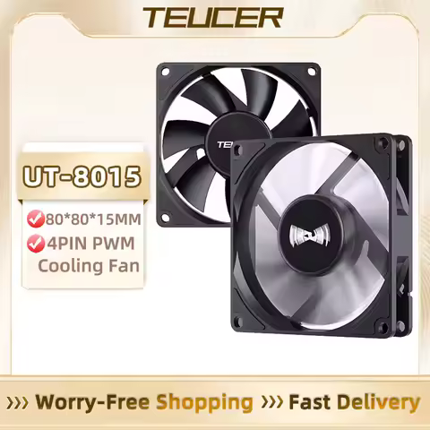 TEUCER UT-8015 PC Case Fan 8cm 4-pin 1200-3000RPM Intelligent Temperature Control Cooling Fan 80mm U