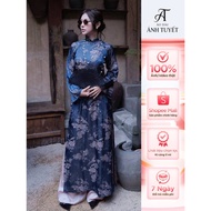 Modernized ao dai, high-quality 2-panel crane brocade ao dai, size 40 - 76kg