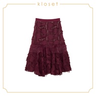 KLOSET Ruffles Midi Skirt (AW18-S006) กระโปรงผ้าทอดีเทลขน