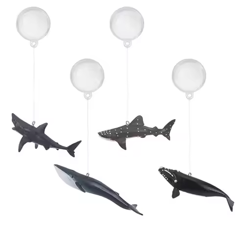4 Pcs Cute Floating Fish Tank Decorations Sealife Aquarium Ornament Simulated Shark Ocean Animal wit