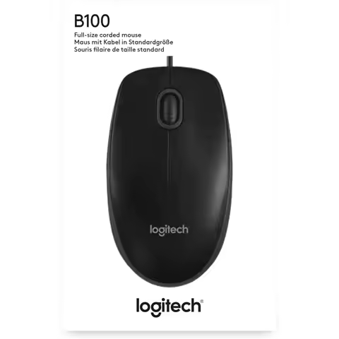 Logitech B100 Wired Mouse (Black)