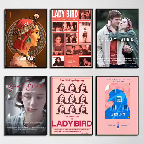 Lady Bird Movie Poster Self-adhesive Art Waterproof Paper Sticker Coffee House Bar Room Wall Decor