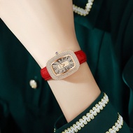 Fashionable diamond-filled Roman watch feminine oval ins style leather strap diamond women's trendy belt