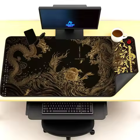 Playmat Dragon Mousepad with Chinese Letter Computer Desk Mat Large 120x60 5mm Thick Desktop Accesso