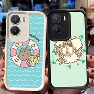 XI112 Pusheen Cat Casing for VIVO Y33e IQOO Z9X 13 Z9 Y75 Y83 Y01 Z10 Y73 V17 5G Black White