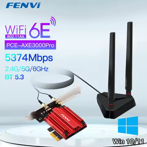 FENVI Wi-Fi 6E 5374Mbps AX210 For Bluetooth5.3 802.11AX 2.4G/5G/6Ghz Wireless PCIE Adapter Network W