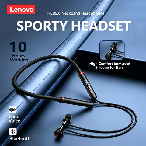NEW Lenovo HE05X Neck Bluetooth 5.0 Headset Low Delay 8D Stereo Bass Sports Game Bluetooth Headset W