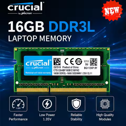 Crucial Laptop Memory 16gb DDR3L 1.35V 1600MHz SODIMM Memory PC3-12800S PC3L RAM