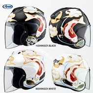 Japanese ARAI VZ-RAM 3/4 Half Black and White Gold Blue Knife Guard Big Eyes Double Mirror Motorcycl