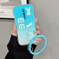 AnDyH New Design For OPPO Reno 2Z 2F Case 3D Cute Bear+Solid Color Bracelet Fashion Premium Gradient