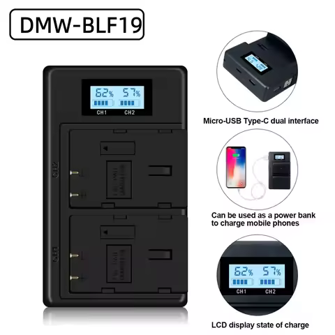 PALO DMW-BLF19 DMW-BLF19E BLF19PP BLF19 LCD Dual Smart Camera Battery Charger For Panasonic Lumix GH