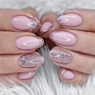 Short Short Round Head Flashing Red Pink French Wearable nails European American Hot Girls Fake nail