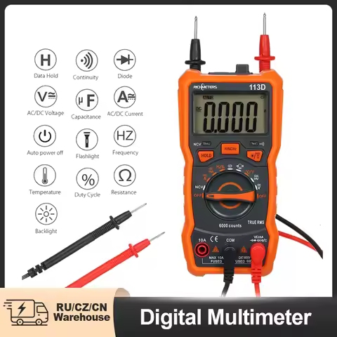RICHMETERS RM113D Digital Multimeter 6000 Counts NCV Voltage Temperature Measuring Meter with Magnet