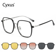 Cyxus 3 In1 Square  Magnetic Sunglasses Women/men Polarized Magnet Tr90 Clip On Sunglasses Free 3 Le