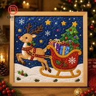 GREATMY 1 Set Christmas Fabric Art Kit, Christmas Themed DIY Christmas Fabric Painting Kit,  Cotton 