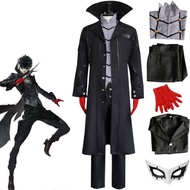 P5เกมโจ๊กเกอร์อะนิเมะ Persona 5ชุดทั้งชุดคอสเพลย์ดอกบัวหน้ากากวิกผมชุดโอเวอร์โค้ทสีดำแกล้งเล่นเครื่อ