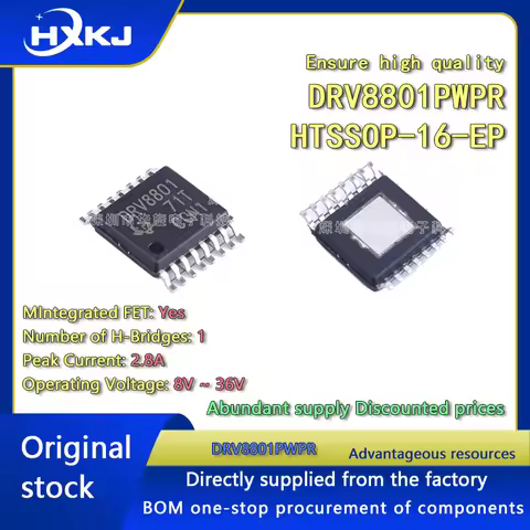 10PCS DRV8801PWPR 2.8A brush type DC motor driver chip Stepper motor driver chip HTSSOP-16-EP