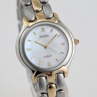 SEIKO DOLCE 中性 男仕腕錶 石英機芯 33.3mm 珍珠白錶盤 型號 5E31-6F00 手錶 古董錶