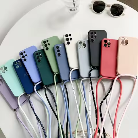 S 25 S25Ultra Crossbody Necklace Lanyard Liquid Silicone Case For Samsung Galaxy S25 S24 S23 Plus Ul