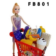 Mainan Anak Boneka Barbiiiiee Mart Shopping Cart Keranjang Troli