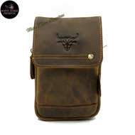 Rush Rider Leather Mobile Phone Bag Cowhide Leather Pouch Waist Bag Handphone Bag Kulit Sling Sandang Silang Beg Lelaki