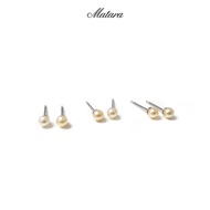 Matara Studio: Classic - Akoya Champagne&Caviar Earrings ต่างหูไข่มุกAkoyaแท้ 3-4 มิล สีแชมเปญธรรมชา