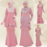 🌹PLUS SIZE KURUNG WANITA DUSTY PINK🌹Koleksi Design Baju Kurung Lace Size XS (34)-10XL(60) Muslimah Fesyen Baju Raya 2024