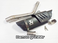 ชุดท่อสลิปออน สลิปออน GPX Demon Gr200R(เดมอน จีอาร์200อาร์)คอแสตนเลสเกรด30 สวม 2นิ้ว+ปลายท่ออาคาโพวิ