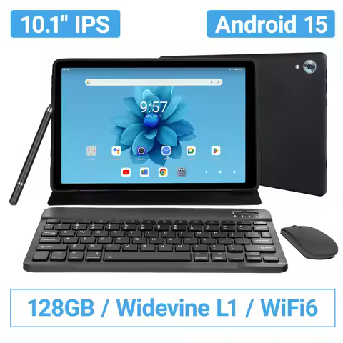 URAO 10 Inch Tablet Android 15 8-Core Tablets 24GB+128GB 1TB Expansion WiFi 6 5MP+8MP Stylus Keyboar