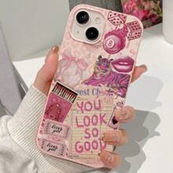 1pc "You Look So Good" Tiger & Disco Ball Collage Print Pink Soft TPU Shockproof Phone Case, Cute Y2